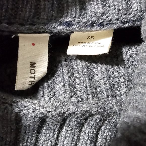 Moth Anthropologie Oversized Chunky Turtleneck Sweater β Grey/Navy | Size XS - Picture 6 of 8